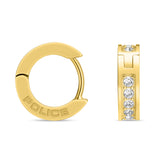 Police Unity Gold-Plated Crystal Huggie Earrings – Elegant Women’s Accessory