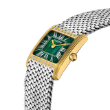 Saint Honore Palais Royal Women's Green MOP Dial Gold case Silver Mesh Bracelet Watch