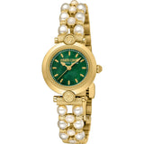 Roberto Cavalli Ladies Green Dial Gold Plated Watch