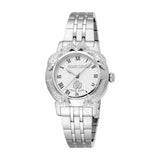 Roberto Cavalli by Franck Muller Ladies White Dial Silver-Tone Snake Embellished Watch