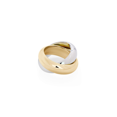 Shashi Ross Ring Silver and Gold Interlocking Design