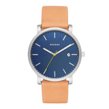 Skagen Hagen Gents Blue Dial Light Brown Leather Watch