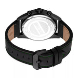 Just Cavalli Subversia Gents Silver Green Dial Black Color Case  Black Leather Strap Watch