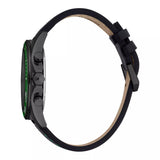 Just Cavalli Subversia Gents Silver Green Dial Black Color Case  Black Leather Strap Watch