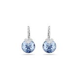 Swarovski Bella V Drop Earrings Round Cut Blue Rhodium Plated