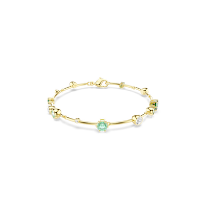 Swarovski Constella Bracelet Mixed Cuts Green Gold-Tone Plated