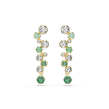 Swarovski Constella Drop Earrings Mixed Cuts Green Gold-Tone Plated
