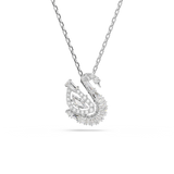 Swarovski Swan Necklace Pendant with Mixed-Cut Crystals in Rhodium – Shop Now Online in Qatar & GCC