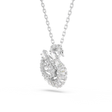 Swarovski Swan Necklace Pendant with Mixed-Cut Crystals in Rhodium – Shop Now Online in Qatar & GCC