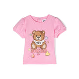 Moschino Kids Baby Girl's Pink T-shirt con Stampa Teddy Bear