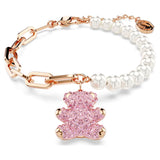 Swarovski Teddy Bracelet Bear, Pink, Rose gold-tone plated, Medium