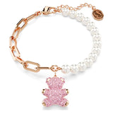 Swarovski Teddy Bracelet Bear, Pink, Rose gold-tone plated, Medium