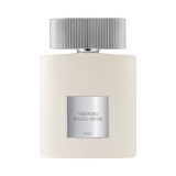 Off-white Tom Ford Soleil Neige EDP spray bottle with vertical fluting and a silver-toned ribbed cap and label.