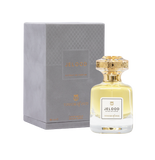 Touch of Oud Jelood 80ml perfume bottle standing next to its premium grey debossed gift box on Blue Salon Online, displaying the luxury bottle against the presentation case.
