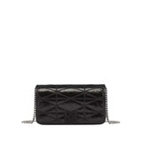 MCM Travia Quilted Chain Wallet in Crushed Leather