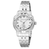 Roberto Cavalli by Franck Muller Ladies White Dial Silver-Tone Snake Embellished Watch
