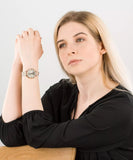 Emporio Armani Gianni T-Bar Ladies Grey Dial Silver Rose Gold Tone Watch