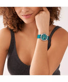 Fossil FB-01 Ladies Green Dial Green Silicone Strap Watch