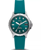 Fossil FB-01 Ladies Green Dial Green Silicone Strap Watch