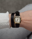 Fossil Harlow Women’s Gold Analog Watch with Black Leather Strap