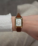 Fossil Raquel Women’s Gold-Tone Analog Watch with Brown Leather Strap