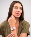 Michael Kors Runway Chrono Ladies White Dial Pink Rubber  Watch