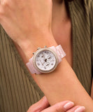 Michael Kors Runway Chrono Ladies White Dial Pink Rubber  Watch