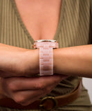 Michael Kors Runway Chrono Ladies White Dial Pink Rubber  Watch