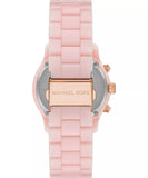 Michael Kors Runway Chrono Ladies White Dial Pink Rubber  Watch