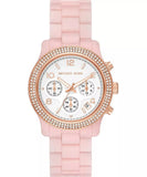 Michael Kors Runway Chrono Ladies White Dial Pink Rubber  Watch