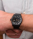 Diesel Scraper Gents Three-Hand Black Stainless Steel Watch