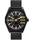 Diesel Scraper Gents Three-Hand Black Stainless Steel Watch