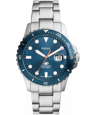 Fossil Blue Dive Gents Blue Dial Three-Hand Date Stainless Steel Watch