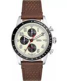 Fossil Sport Tourer Gents Cream Dial Brown Leather Strap Chronograph Watch