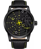 Police Avondale Gents Black Dial Black Case Black Leather Strap Watch