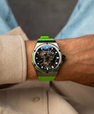 Police Dayton Skeleton Men's Automatic Watch - Gunmetal & Green-PEWGR0082303