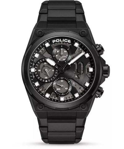 Police Salkantay Gents Black Dial Black Stainless steel Watch