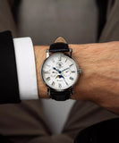 Santa Barbara Polo & Racquet Club Legend Men's Silver Dial Black Leather Strap Watch