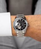 Santa Barbara Polo & Racquet Club Luxury Men's Black Open Heart Window Dial Mechanical Watch