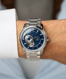 Santa Barbara Polo & Racquet Club Luxury Men's Blue Open Heart Window Dial Mechanical Watch