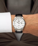 Santa Barbara Polo & Racquet Club Noble Men's Silver Dial Silver Case Black Leather Starp Watch