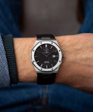 Santa Barbara Polo & Racquet Club Noble Men's Black Dial Silver Case Black Leather Starp Watch