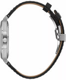 Santa Barbara Polo & Racquet Club Noble Men's Silver Dial Silver Case Black Leather Starp Watch