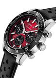 Cerruti 1881 Turchino Gents Red Dial Black Leather Strap Watch