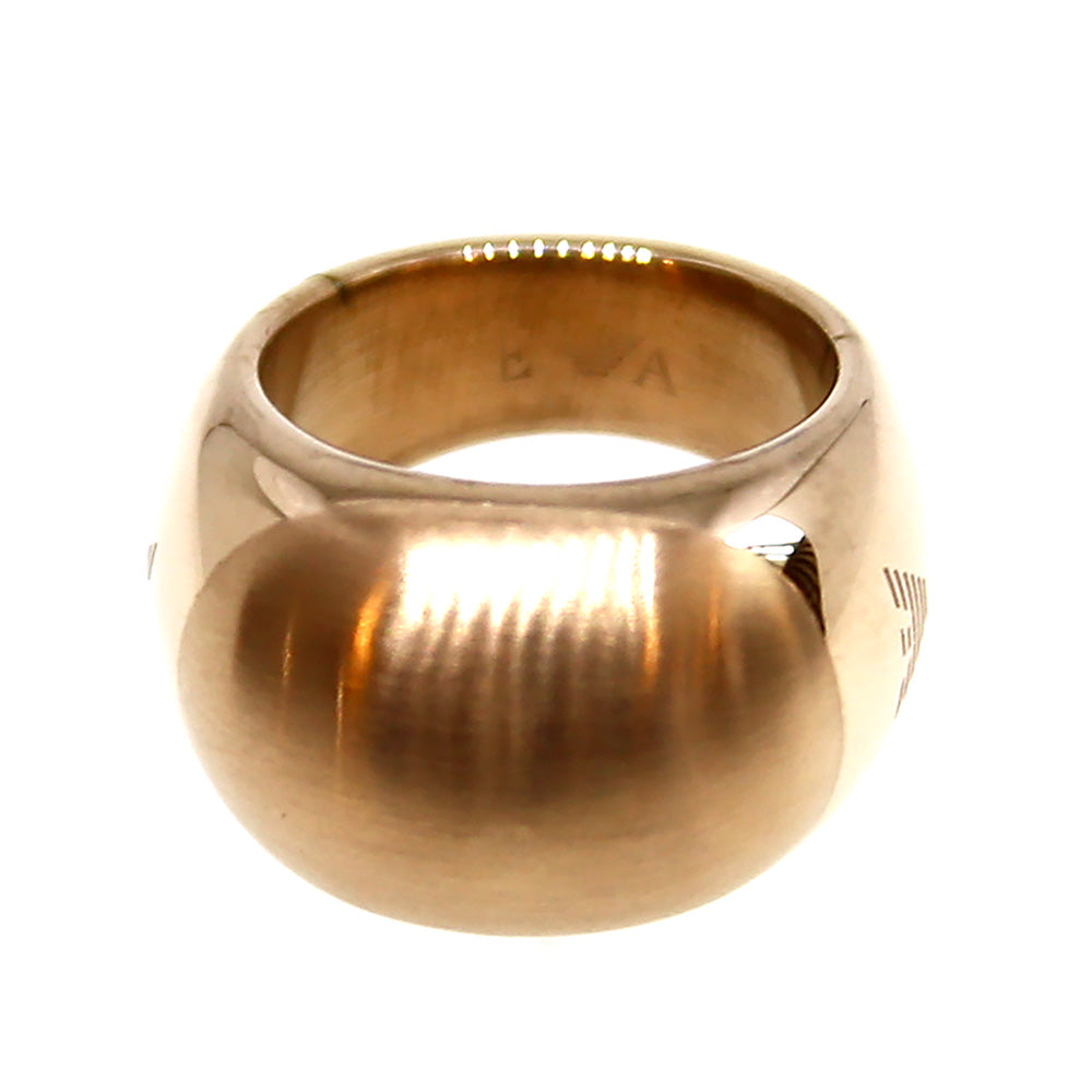 Armani Ladies Ring Ss Ip Rosegold With Brand Logo On The Side Size 5.5