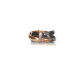 Armani Ladies Ring Black & Ip Rosegold Sterling Silver Size 6.5