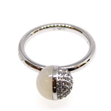 Armani Ladies Ring Sterling Silver Wtih Zircon & Pearl, Silver Color