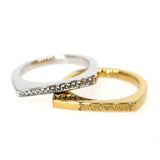 Armani Ladies 2Pcs Ring Silver/Gold Plated With Stones & Armani Brand Name Size 7.5