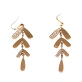 Armani Ladies Earrings Base Metal With Dangling Leaf Style & Stones Rosegold Plated