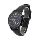 Emporio Armani Men's Watch Chronograph Full Stainless Steel Case With Black Plated / Dark Blue Dial